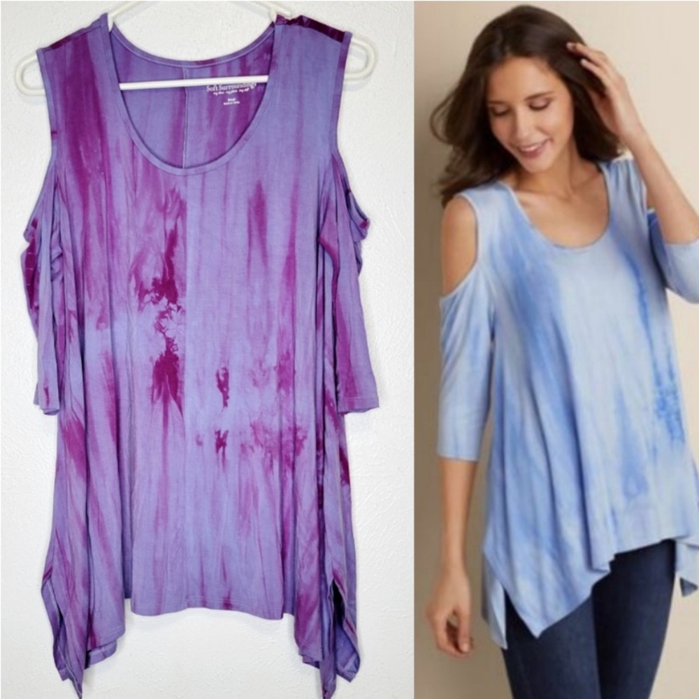 Soft Surroundings purple tie dye viscose tunic